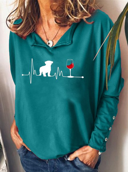 Funny dog and wine print lapel long-sleeved sweatshirt, Green, Hoodies&Sweatshirts
Funny dog and wine print lapel long-sleeved sweatshirt, Green, Hoodies&Sweatshirts