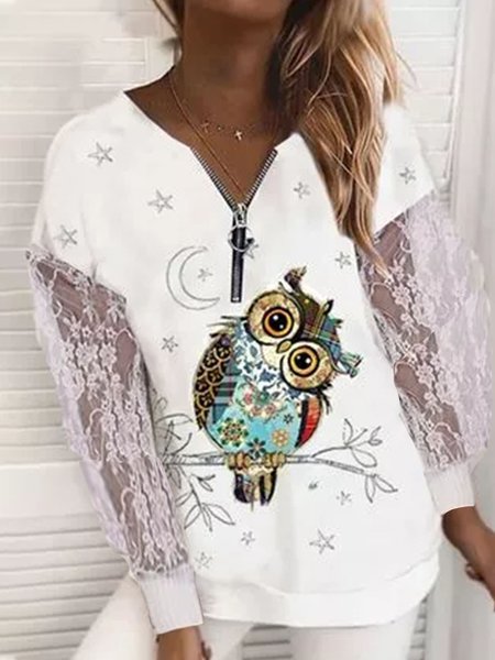 Star Cotton V Neck Shirts & Tops, White, Tops