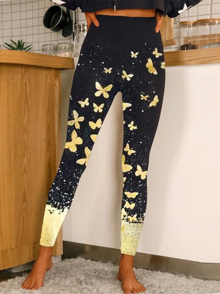 Cotton Butterfly Pants, Black, Leggings