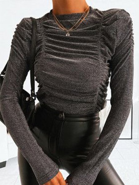 Lady Long Sleeve Regular Fit Top, As picture, Tops