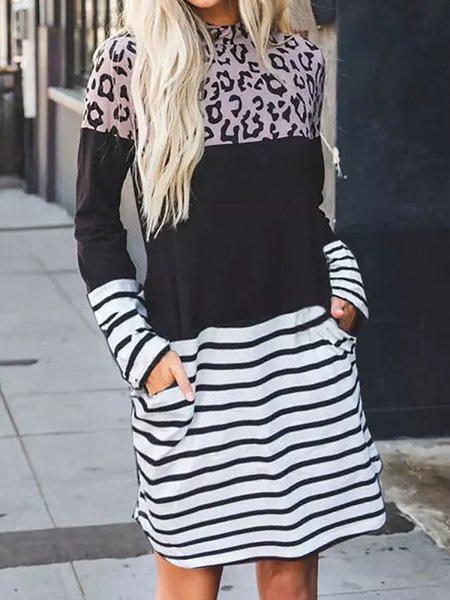 Leopard Stripe Printed Long Sleeve Knee-length Casual Dresses, Black, Casual Dresses
Leopard Stripe Printed Long Sleeve Knee-length Casual Dresses, Black, Casual Dresses