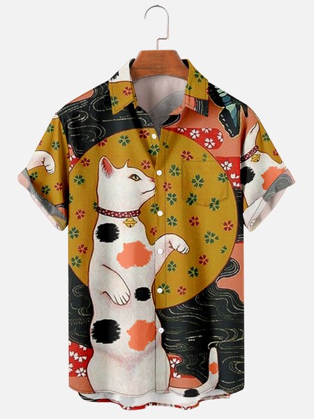 Mens Japanese Cat Print Casual Breathable Chest Pocket Short Sleeve Hawaiian Shirts, Cat pattern, Men's Floral shirt
Mens Japanese Cat Print Casual Breathable Chest Pocket Short Sleeve Hawaiian Shirts, Cat pattern, Men's Floral shirt