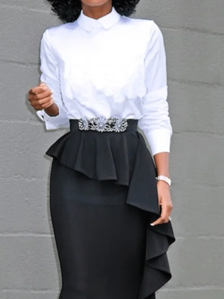 Spring Solid Elegant Work Formal Long sleeve Lightweight Tops, White, Blouses and Shirts
Spring Solid Elegant Work Formal Long sleeve Lightweight Tops, White, Blouses and Shirts