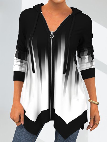 Color Block Asymmetric Hem Drawstring Detail Hoodie Outerwear, Black-white, Jackets
Color Block Asymmetric Hem Drawstring Detail Hoodie Outerwear, Black-white, Jackets