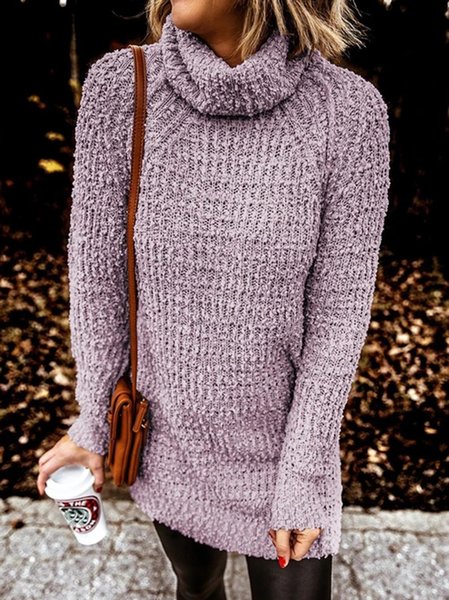 Loosen Wool/Knitting Casual Sweater, Purple, Sweaters