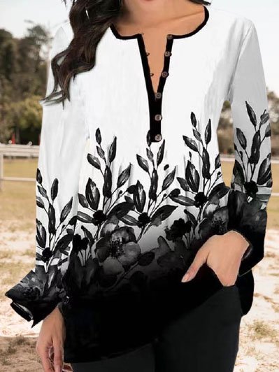 Floral Ombre Printed Flare Sleeve Crew Neck Shirts & Tops, Black, Long sleeve tops
Floral Ombre Printed Flare Sleeve Crew Neck Shirts & Tops, Black, Long sleeve tops