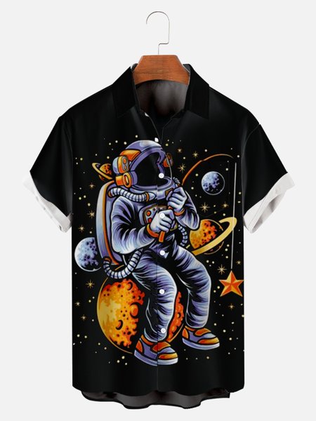 Mens Astronaut fishing Print Casual Breathable Chest Pocket Short Sleeve Hawaiian Shirts, Black, Men's Floral shirt
Mens Astronaut fishing Print Casual Breathable Chest Pocket Short Sleeve Hawaiian Shirts, Black, Men's Floral shirt