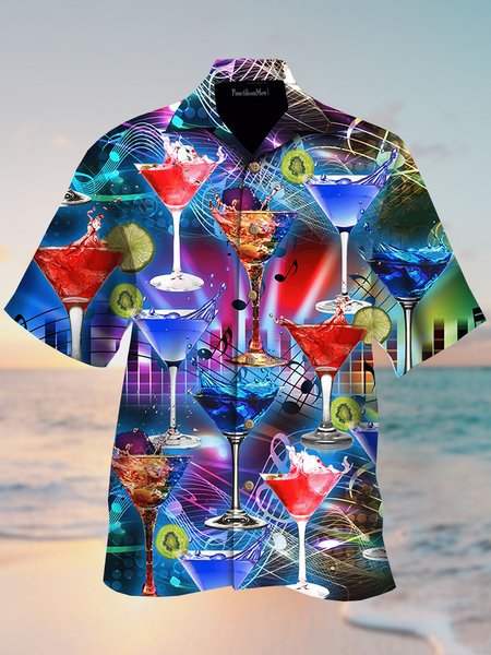 Mens Music Bar Wine Glass Print Casual Breathable Short Sleeve Hawaiian Shirts, Blue, Men's Floral shirt
Mens Music Bar Wine Glass Print Casual Breathable Short Sleeve Hawaiian Shirts, Blue, Men's Floral shirt