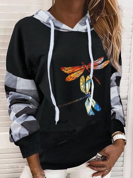 Casual Dragonfly Sweatshirt, As picture, Hoodies & Sweatshirts