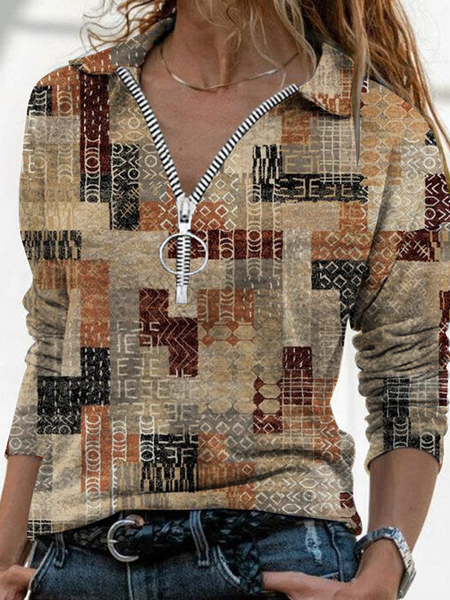 Long sleeve Lapel zipper Vintage geometric Plaid top casual T-shirt women, Coffee, Long sleeve tops
Long sleeve Lapel zipper Vintage geometric Plaid top casual T-shirt women, Coffee, Long sleeve tops