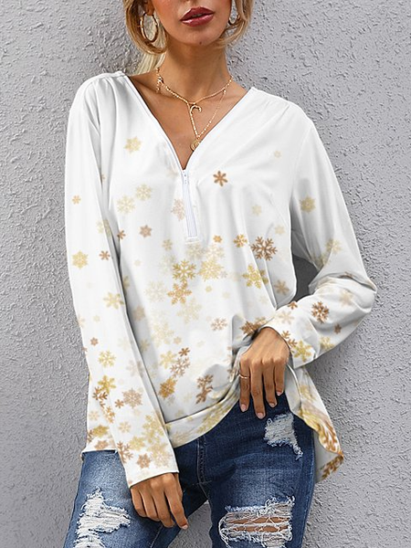 Loosen Casual Shirts & Tops, White, Tops