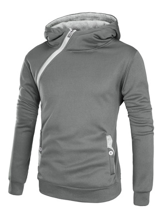 Casual Long Sleeve Hooded Sweatshirt, Deep gray, Hoodies