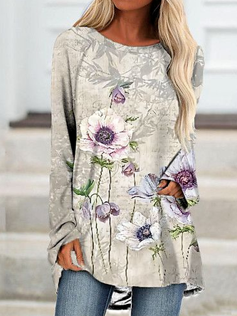 Floral Crew Neck Cotton Blends Casual Shirts & Tops, Multicolor, Long sleeve tops
Floral Crew Neck Cotton Blends Casual Shirts & Tops, Multicolor, Long sleeve tops