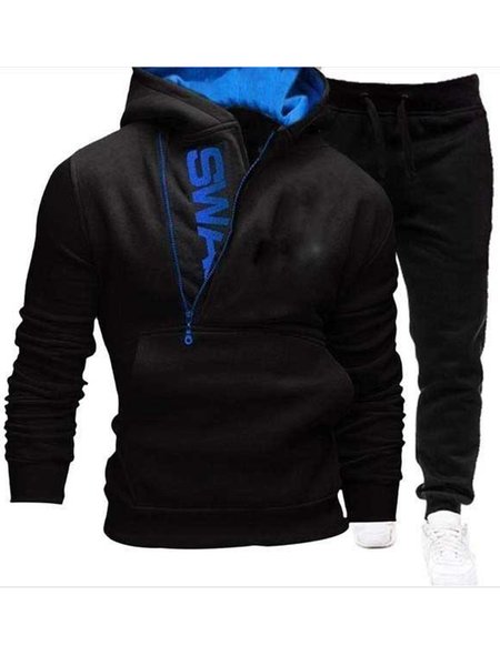 Men's Letter Pullover Side Zipper Contrast Color Hooded Padded Sweater Suit, Black blue, Two-pieces
Men's Letter Pullover Side Zipper Contrast Color Hooded Padded Sweater Suit, Black blue, Two-pieces