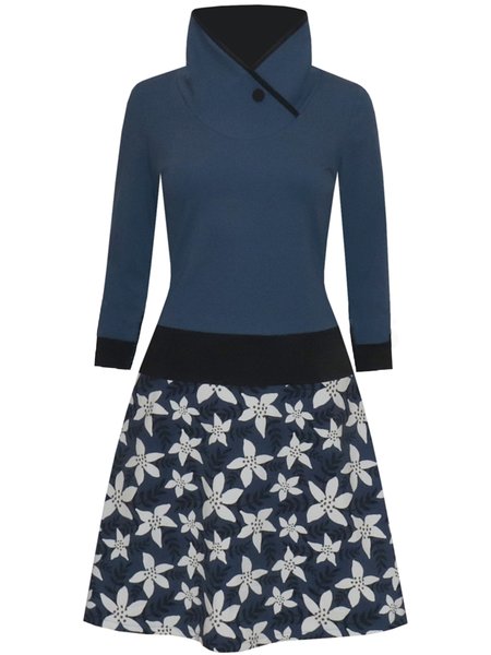 Floral Printed Vintage Casual Pastoral Long Sleeve Stand Collar Dresses, Deep blue, Mini Dresses
Floral Printed Vintage Casual Pastoral Long Sleeve Stand Collar Dresses, Deep blue, Mini Dresses