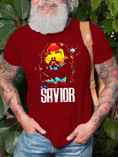 Jesus Cross Men's T-shirt, Red, T-shirts