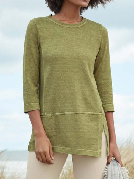 Plain Crew Neck Cotton Blends Regular Fit Shirts & Tops, Green, Long sleeve tops
Plain Crew Neck Cotton Blends Regular Fit Shirts & Tops, Green, Long sleeve tops