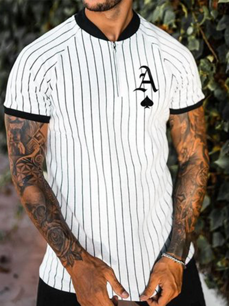 Vacation Striped Shirts & Tops, As picture, Men's t-shirts