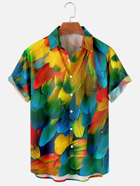 Mens Parrot Feather Print Casual Breathable Chest Pocket Short Sleeve Hawaiian Shirts, Multicolor, Men's Floral shirt
Mens Parrot Feather Print Casual Breathable Chest Pocket Short Sleeve Hawaiian Shirts, Multicolor, Men's Floral shirt