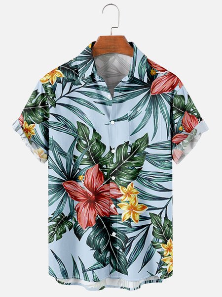 Mens Tropical Leaves Print Casual Breathable Short Sleeve Hawaiian Shirts, Blue, Men's Floral shirt
Mens Tropical Leaves Print Casual Breathable Short Sleeve Hawaiian Shirts, Blue, Men's Floral shirt
