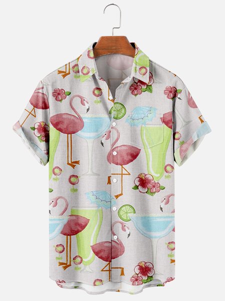 Mens Floral Flamingo Cocktail Print Casual Breathable Chest Pocket Short Sleeve Hawaiian Shirts, As picture, Men's Floral shirt
Mens Floral Flamingo Cocktail Print Casual Breathable Chest Pocket Short Sleeve Hawaiian Shirts, As picture, Men's Floral shirt