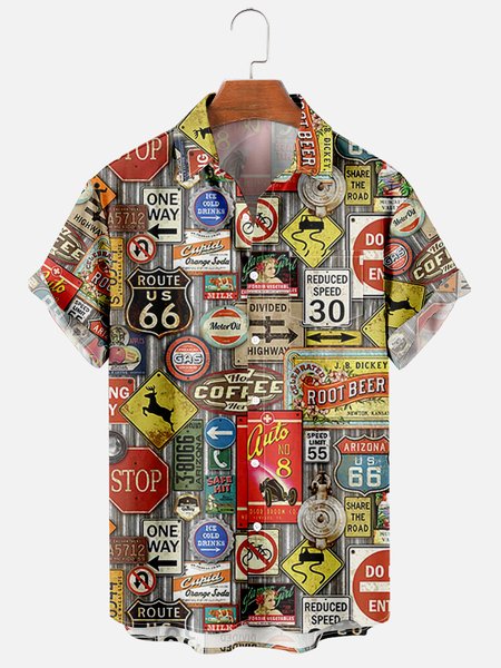 Mens U.S Route 66 Print Casual Breathable Chest Pocket Short Sleeve Hawaiian Shirts, Gray, Men's Floral shirt
Mens U.S Route 66 Print Casual Breathable Chest Pocket Short Sleeve Hawaiian Shirts, Gray, Men's Floral shirt
