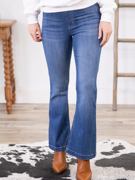Regular Fit Cotton Blends Pants, Blue, Pants