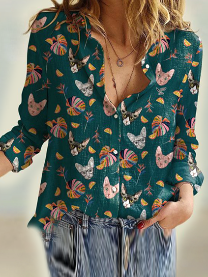 Animal Shirts & Tops Cat shirt, Green, Shirts & Blouses