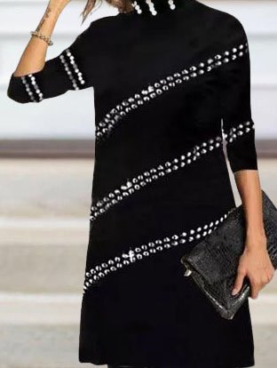 High Neck Loosen Blingbling Printed Loosen Long Sleeve Dresses, Black, Mini Dresses
High Neck Loosen Blingbling Printed Loosen Long Sleeve Dresses, Black, Mini Dresses
