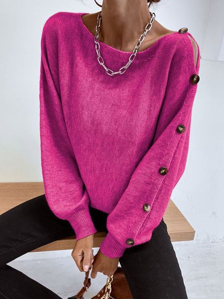 Daily Plain Casual Loosen Sweater, Pink, Pullovers
Daily Plain Casual Loosen Sweater, Pink, Pullovers
