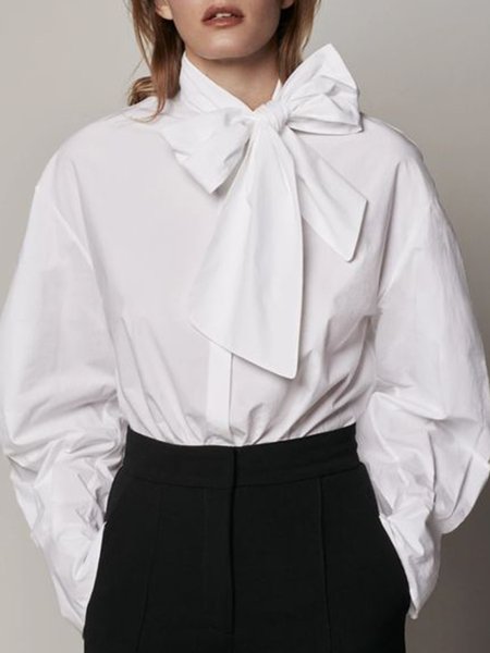 Simple Elegant Work Date Daily Simple Shirt, White, Blouses and Shirts