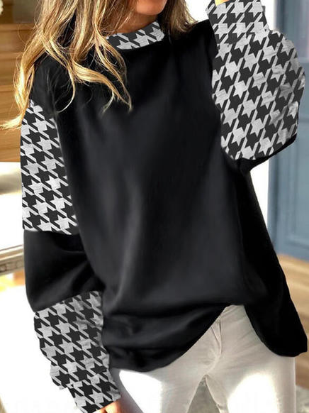 Houndstooth Loosen Cotton Blends Sweatshirt, Black-white, Sweatshirts & Hoodies
Houndstooth Loosen Cotton Blends Sweatshirt, Black-white, Sweatshirts & Hoodies