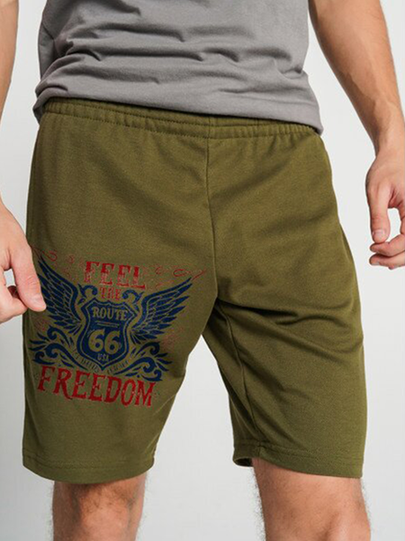 Sporty Printed Pants, Army green, Men's shorts