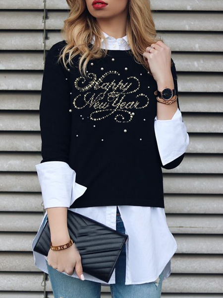 New Year's Day Contrast Color Fake Two-piece Sweatshirt, Black, Sweatshirts & Hoodies
New Year's Day Contrast Color Fake Two-piece Sweatshirt, Black, Sweatshirts & Hoodies