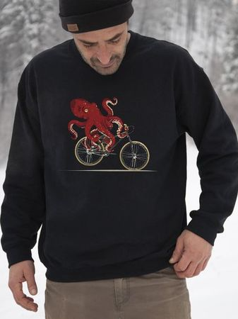 Cotton Crew Neck Casual Sweatshirt, As picture, Sweater