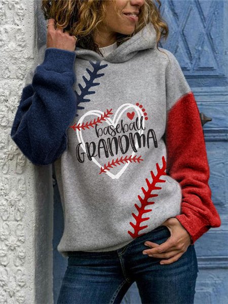 Cotton Blends Figure Casual Sweatshirt, Gray, Hoodies&Sweatshirts