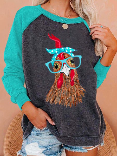 Cotton Blends Sweatshirt, Blue, Hoodies&Sweatshirts