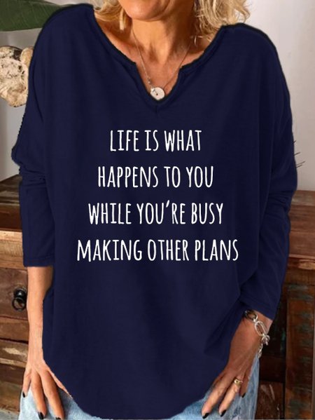 Life Is What Happen Notched Neck Long Sleeve Shirt, Purplish blue, Hoodies&Sweatshirts
Life Is What Happen Notched Neck Long Sleeve Shirt, Purplish blue, Hoodies&Sweatshirts