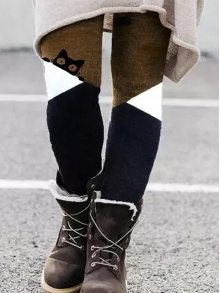 Cat Print Cotton Blends Regular Fit Pants, Multicolor, Leggings
Cat Print Cotton Blends Regular Fit Pants, Multicolor, Leggings