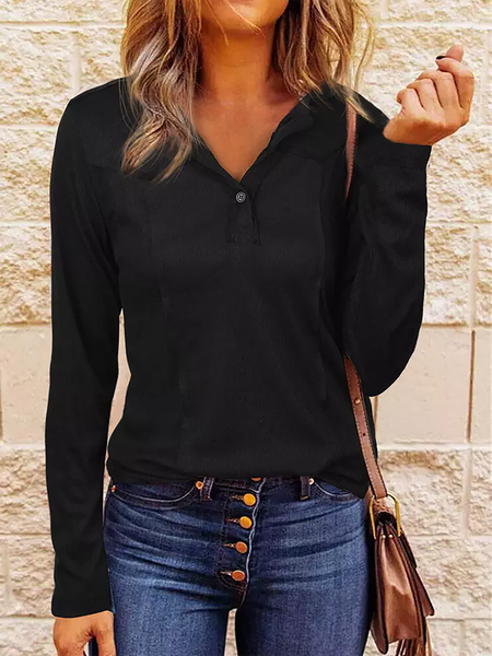 Black Casual Lapel Button Up Solid Long Sleeve T-Shirts & Tops, Long sleeve tops
Black Casual Lapel Button Up Solid Long Sleeve T-Shirts & Tops, Long sleeve tops