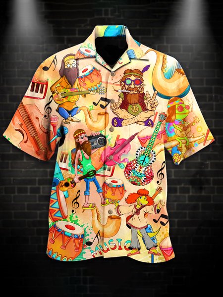 Hawaiian Hippie Retro Music Elements Men's Casual Short-sleeved Shirt, As picture, Men's Floral shirt
Hawaiian Hippie Retro Music Elements Men's Casual Short-sleeved Shirt, As picture, Men's Floral shirt