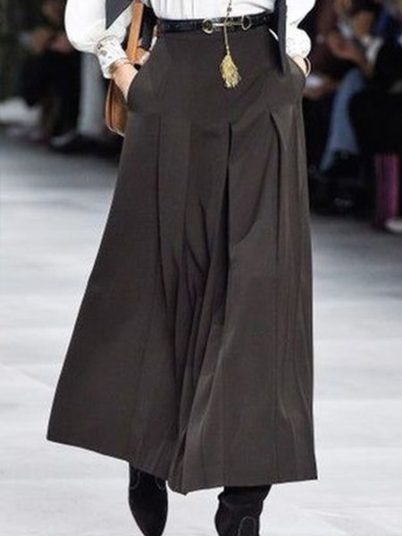 Daily Solid Elegant Skirt, As picture, Maxi Skirts