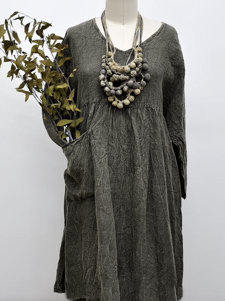 Casual Cotton Dresses, Deep gray, Mini Dresses