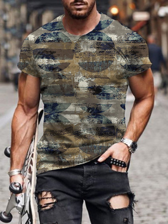 Short Sleeve Crew Neck Casual Shirts & Tops, As picture, T-shirt