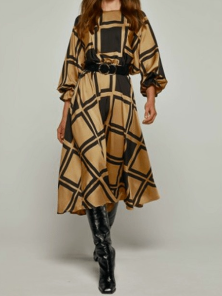 Crew Neck Loosen Geometric Crew Neck Formal Date Evening Dresses, Brown, Midi Dresses
Crew Neck Loosen Geometric Crew Neck Formal Date Evening Dresses, Brown, Midi Dresses