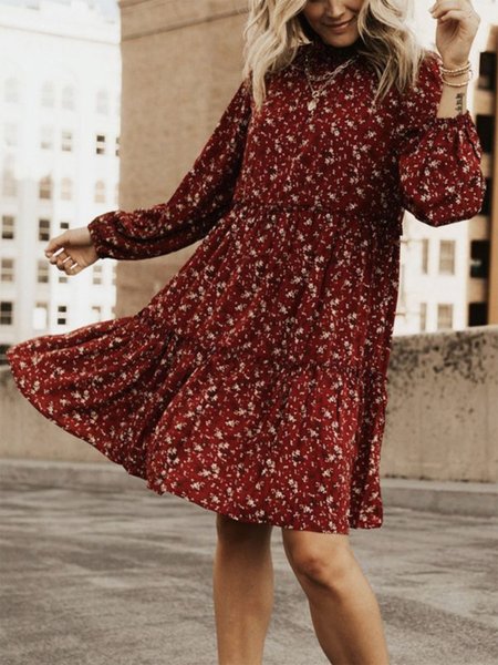 Floral Print Long Sleeve Tiered Midi Dress Women Bohemia, Red, Floral Dresses
Floral Print Long Sleeve Tiered Midi Dress Women Bohemia, Red, Floral Dresses