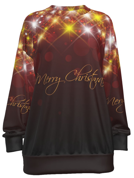 Christmas Print Long Sleeve Crew Neck Party Sweatshirt, As picture, Hoodies&Sweatshirts