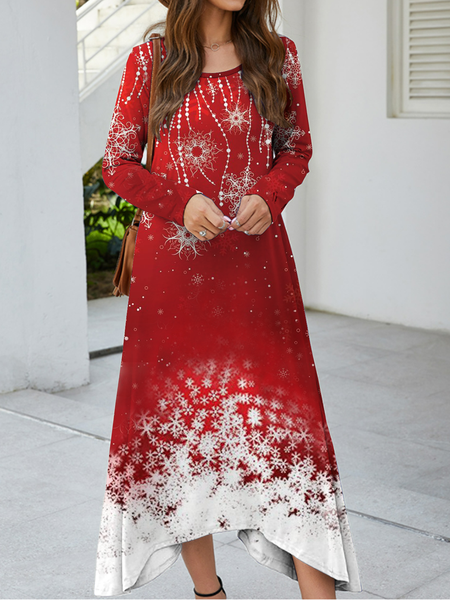 Long sleeve round neck high elastic gradient snowflake geometric pattern medium long a-swing dress, Red, Tie dye dress
Long sleeve round neck high elastic gradient snowflake geometric pattern medium long a-swing dress, Red, Tie dye dress
