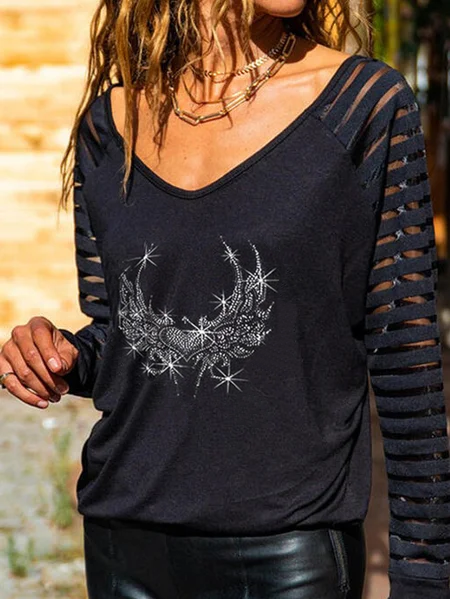 Geometric Long Sleeve Casual Cotton-Blend Shirts & Tops, Black, Long sleeve tops
Geometric Long Sleeve Casual Cotton-Blend Shirts & Tops, Black, Long sleeve tops