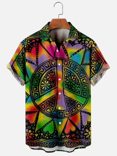Mens Hippie Art Print Casual Breathable Chest Pocket Short Sleeve Hawaiian Shirts, Black, Men's Floral shirt 
Mens Hippie Art Print Casual Breathable Chest Pocket Short Sleeve Hawaiian Shirts, Black, Men's Floral shirt